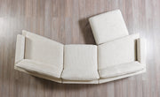 Dylan Ivory Linen 3 - Piece Curved 126" Sectional with Ottoman - Lara FurnitureSectional
