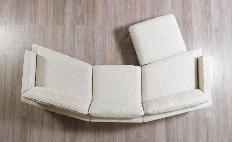 Dylan Ivory Linen 3 - Piece Curved 126" Sectional with Ottoman - Lara FurnitureSectional