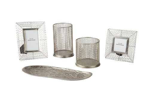 Dympna Silver Finish Accessory Set (Set of 5) - Gate FurnitureTable Accessory Set