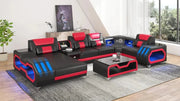 E - 18 Black & Red Sectional Set - Lara FurnitureSectional