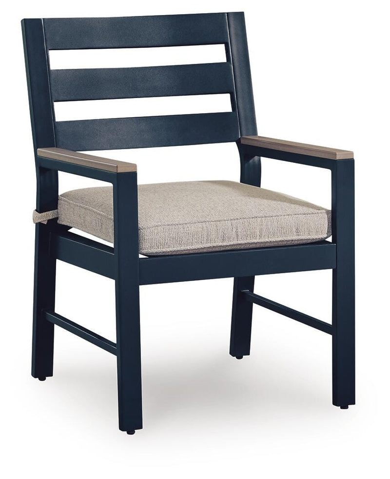 East Beach Navy Blue/Driftwood Outdoor Arm Chair with Cushion (Set of 2) - PCP587-601A