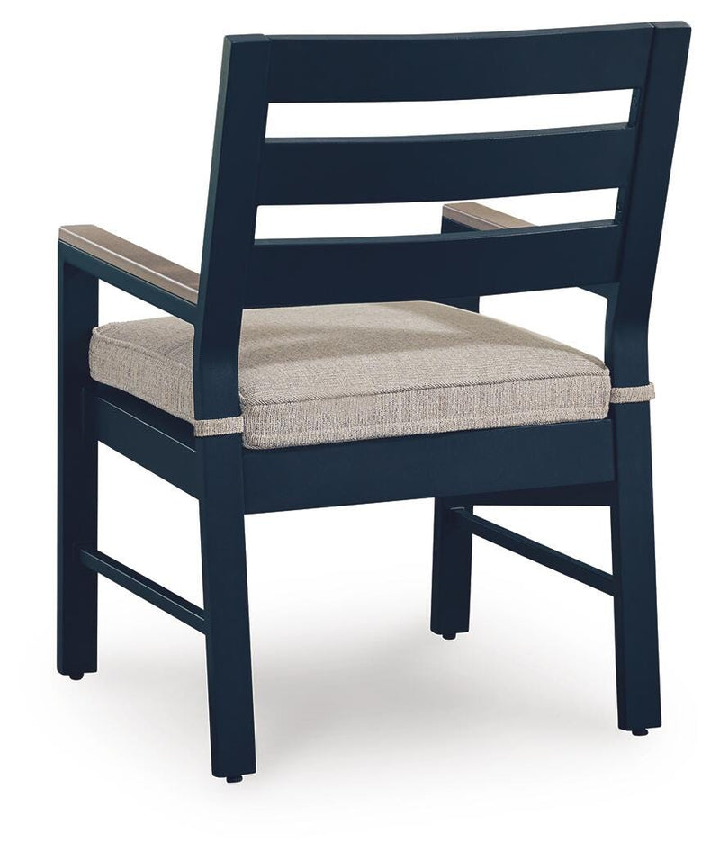 East Beach Navy Blue/Driftwood Outdoor Arm Chair with Cushion (Set of 2) - PCP587-601A
