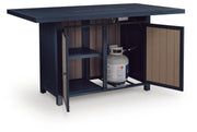 East Beach Navy Blue/Driftwood Outdoor Bar Table with Fire Pit - PCP587-665