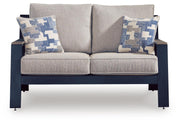 East Beach Navy Blue/Driftwood Outdoor Loveseat with Cushion - PCP587-835