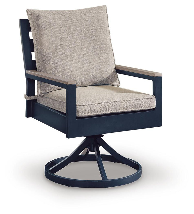 East Beach Navy Blue/Driftwood Outdoor Swivel Chair with Cushion (Set of 2) - PCP587-602A