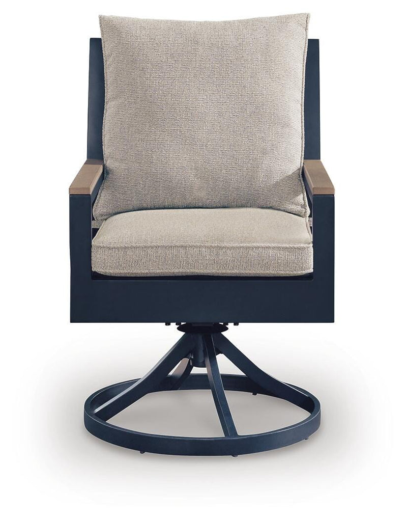 East Beach Navy Blue/Driftwood Outdoor Swivel Chair with Cushion (Set of 2) - PCP587-602A