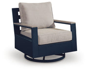 East Beach Navy Blue/Driftwood Outdoor Swivel Glider Chair with Cushion - PCP587-821