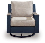 East Beach Navy Blue/Driftwood Outdoor Swivel Glider Chair with Cushion - PCP587-821