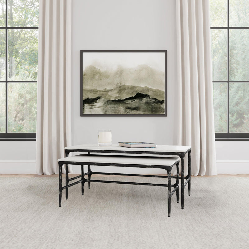 Ebby 2-piece Genuine Marble Top Nesting Coffee Tables White - 710740