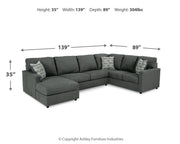 Edenfield Charcoal 3-Piece Sectional with Ottoman from Ashley - Lara Furniture
