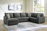 Edenfield Charcoal 3-Piece Sectional with Ottoman from Ashley - Lara Furniture