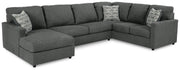 Edenfield Charcoal 3-Piece Sectional with Ottoman from Ashley - Lara Furniture