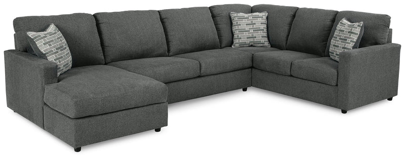Edenfield Charcoal 3-Piece Sectional with Ottoman from Ashley - Lara Furniture