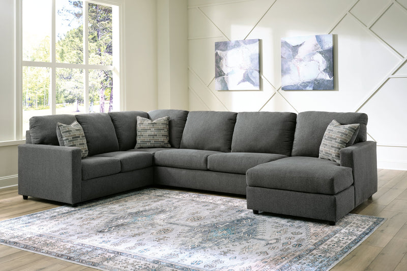 Edenfield Charcoal 3-Piece Sectional with Ottoman from Ashley - Lara Furniture
