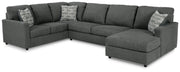 Edenfield Charcoal 3-Piece Sectional with Ottoman from Ashley - Lara Furniture