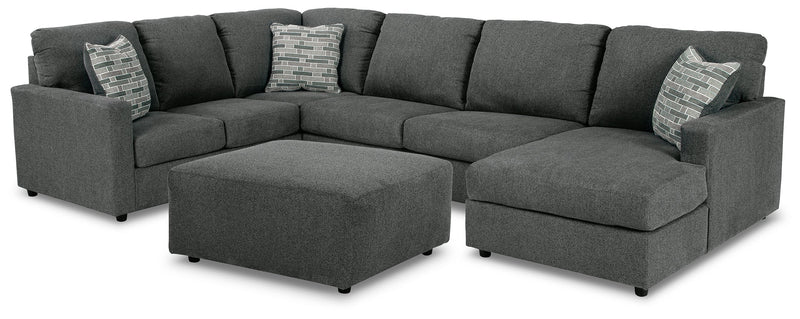 Edenfield Charcoal 3-Piece Sectional with Ottoman from Ashley - Lara Furniture