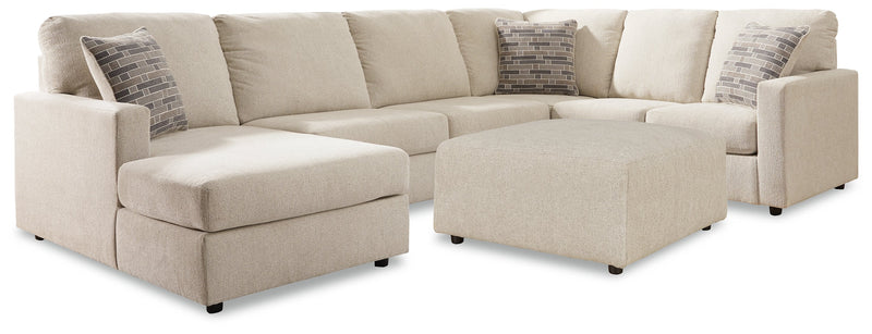 Edenfield Linen 3-Piece Sectional with Ottoman from Ashley - Lara Furniture