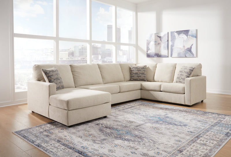 Edenfield Linen 3-Piece Sectional with Ottoman from Ashley - Lara Furniture
