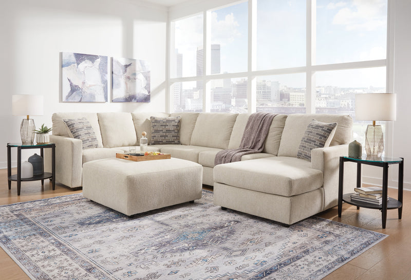 Edenfield Linen 3-Piece Sectional with Ottoman from Ashley - Lara Furniture