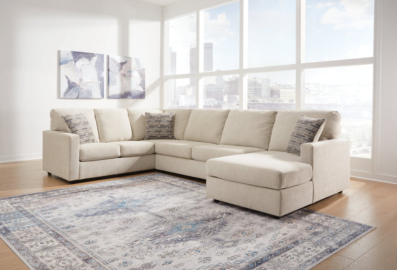 Edenfield Linen 3-Piece Sectional with Ottoman from Ashley - Lara Furniture