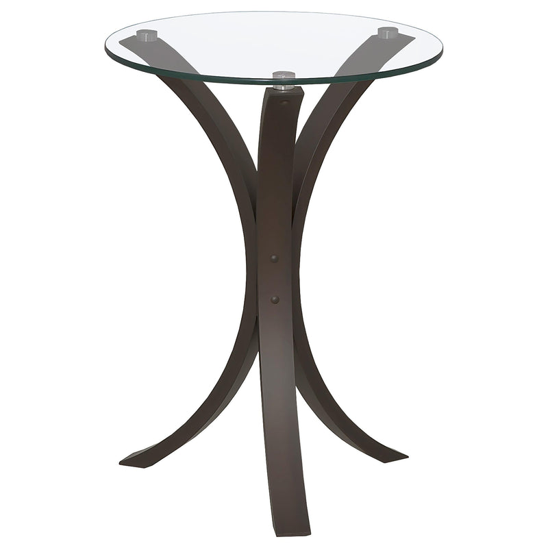 Edgar Round Glass Top Accent Side Table Cappuccino - 902867