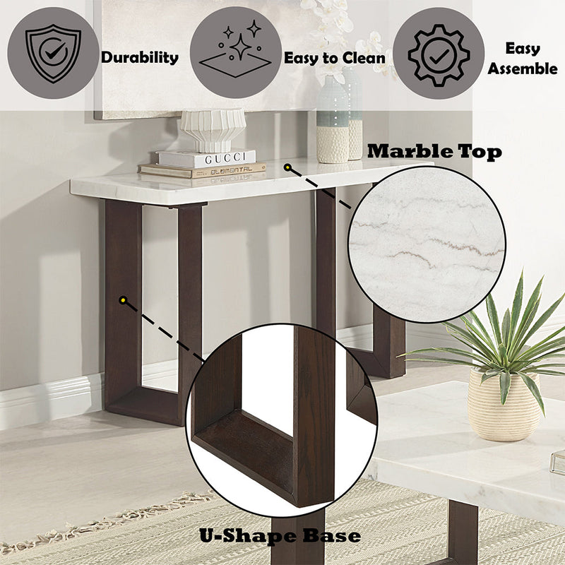 Edwyn Sofa Table w/Marble Top - LV03207