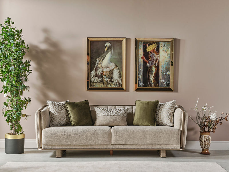 Efes Mum 4-pieces (2 Sofa & 2 Chair) Livingroom in Beige - 200-MUM-EFE-3311