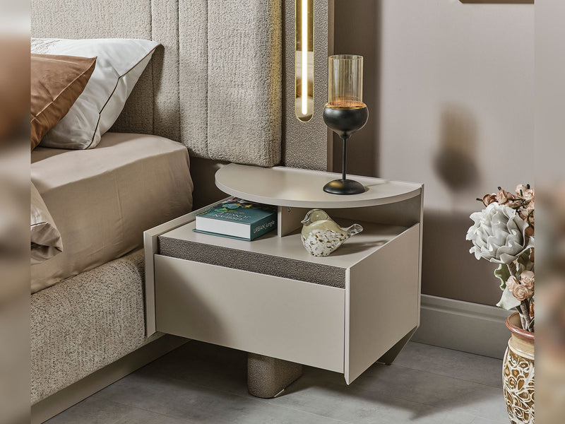 Efes Mum Bedroom (Queen Frame With Headboard & Dresser With Mirror & Ottoman & 2 Nightstand) - 200-MUM-EFE-150-QUE-SET