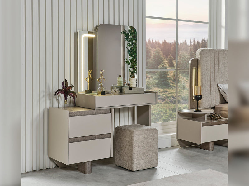 Efes Mum Bedroom (Queen Frame With Headboard & Dresser With Mirror & Ottoman & 2 Nightstand) - 200-MUM-EFE-150-QUE-SET