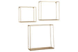 Efharis Natural/Gold Finish Wall Shelf (Set of 3) - Gate FurnitureWall Decor