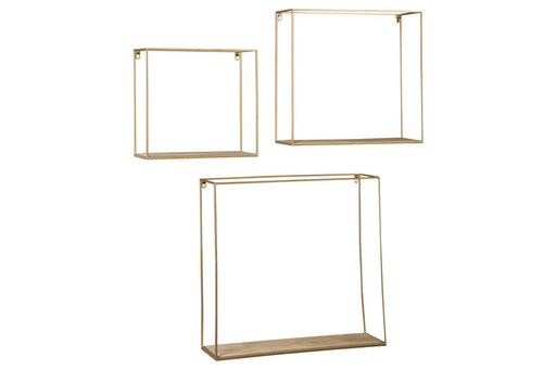 Efharis Natural/Gold Finish Wall Shelf (Set of 3) - Gate FurnitureWall Decor