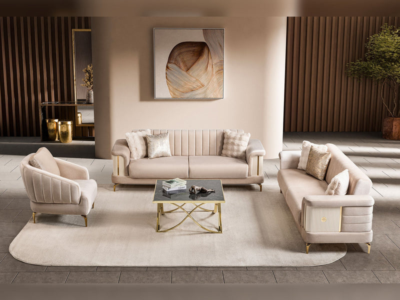 Elano  3-pieces (Sofa & Loveseat & Chair) Livingroom Set in Cream - 200-ST-ELA-TURKO276-321