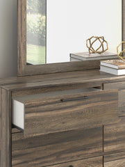 Elbrim Brown King Panel Bed, Dresser, Mirror and Nightstand - PCB2005B26