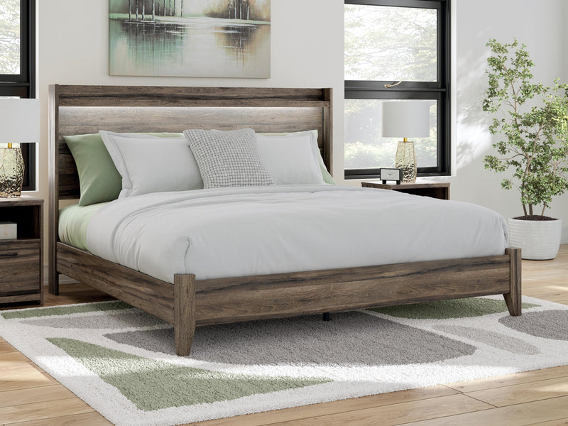 Elbrim Brown King Panel Bed, Dresser, Mirror and Nightstand - PCB2005B26