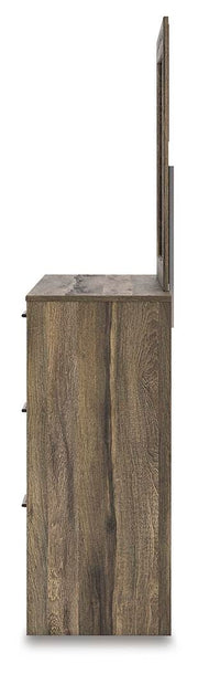 Elbrim Brown King Panel Bed, Dresser, Mirror and Nightstand - PCB2005B26