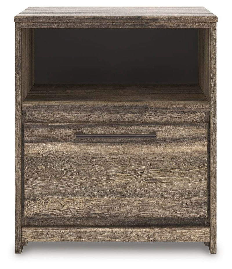 Elbrim Brown Queen Panel Bed, Dresser, Mirror and Nightstand - PCB2005B25