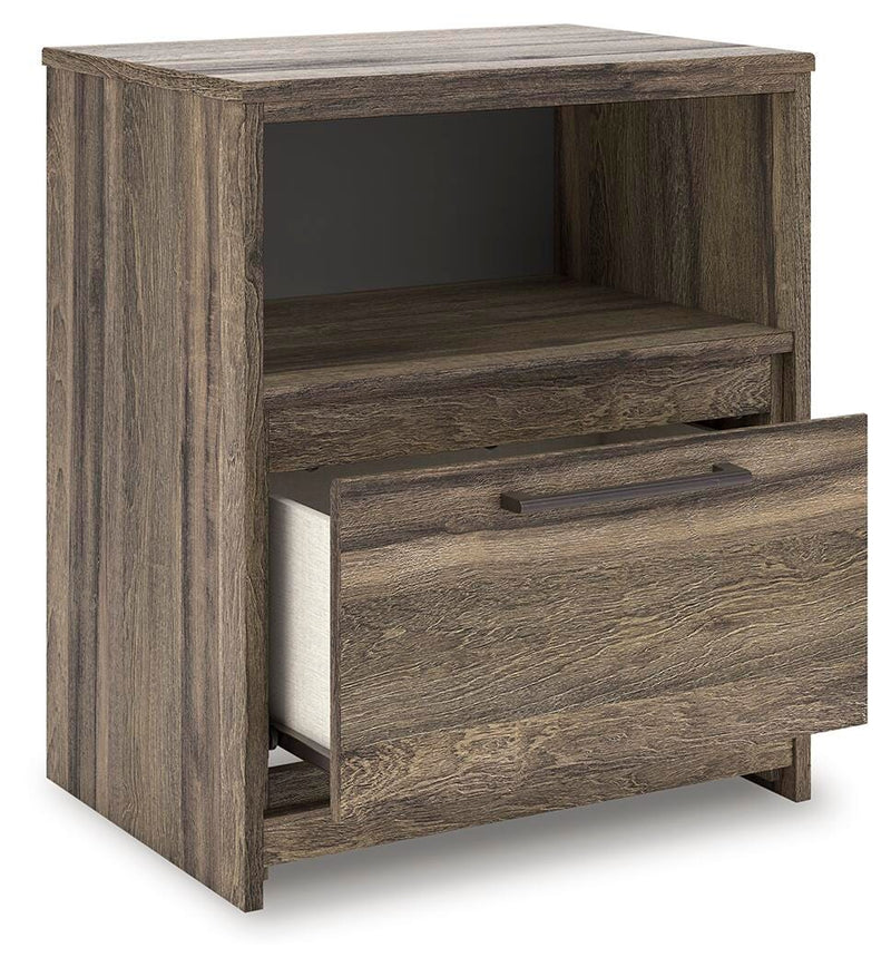 Elbrim Brown Queen Panel Bed, Dresser, Mirror and Nightstand - PCB2005B25