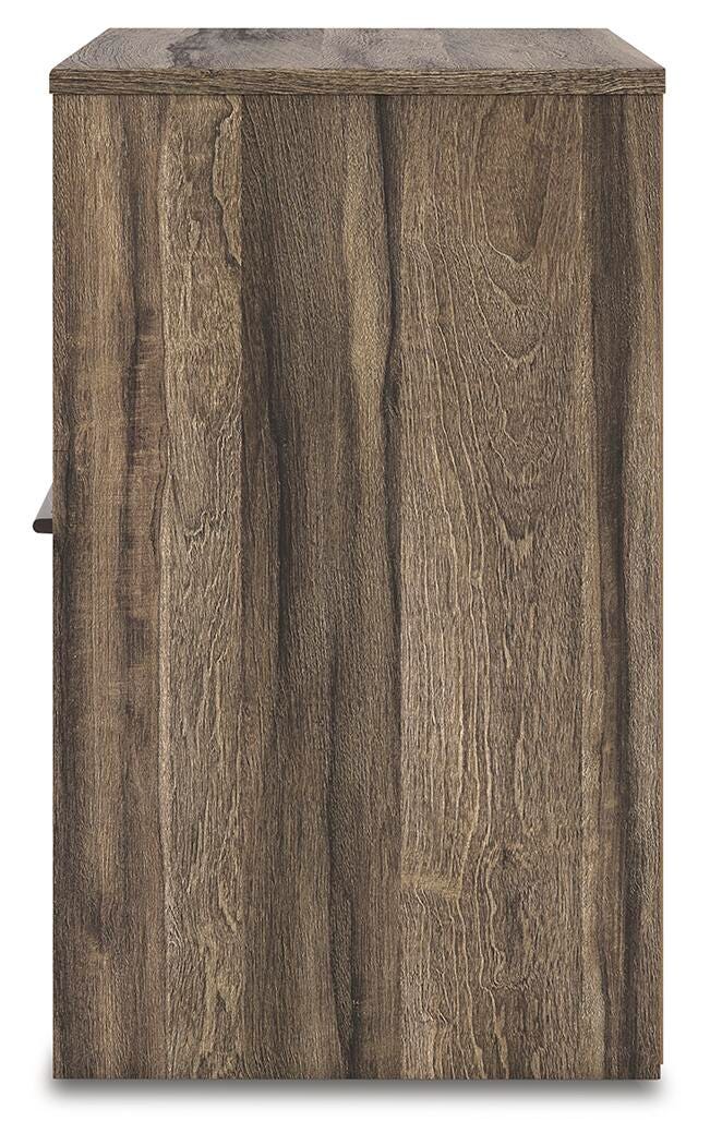 Elbrim Brown Queen Panel Bed, Dresser, Mirror and Nightstand - PCB2005B25