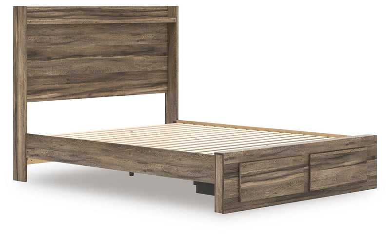 Elbrim Brown Queen Panel Storage Bed, Dresser, Mirror and Nightstand - PCB2005B13