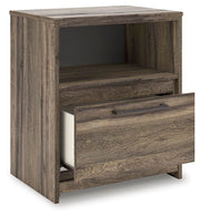 Elbrim Brown Queen Panel Storage Bed, Dresser, Mirror and Nightstand - PCB2005B13