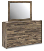 Elbrim Brown Queen Panel Storage Bed, Dresser, Mirror and Nightstand - PCB2005B13