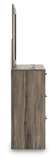 Elbrim Brown Queen Panel Storage Bed, Dresser, Mirror and Nightstand - PCB2005B13