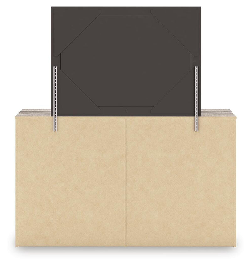 Elbrim Brown Queen Panel Storage Bed, Dresser, Mirror and Nightstand - PCB2005B13