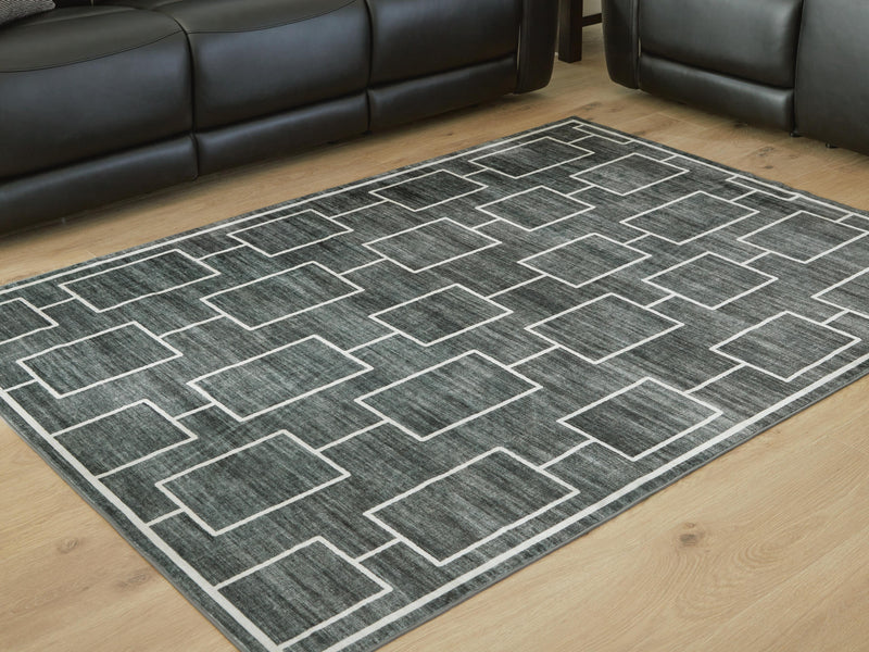 Elderland Black/Gray Washable 5' x 7' Area Rug - R407402