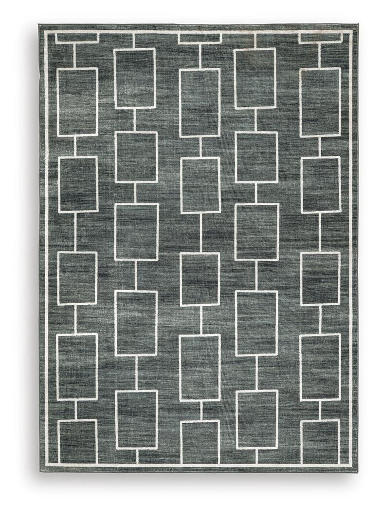 Elderland Black/Gray Washable 5' x 7' Area Rug - R407402