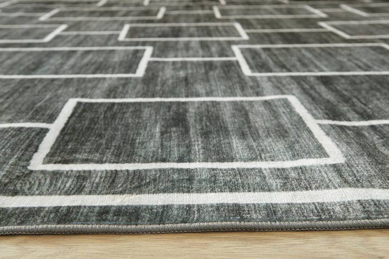 Elderland Black/Gray Washable 7'6" x 9'6" Area Rug - R407401