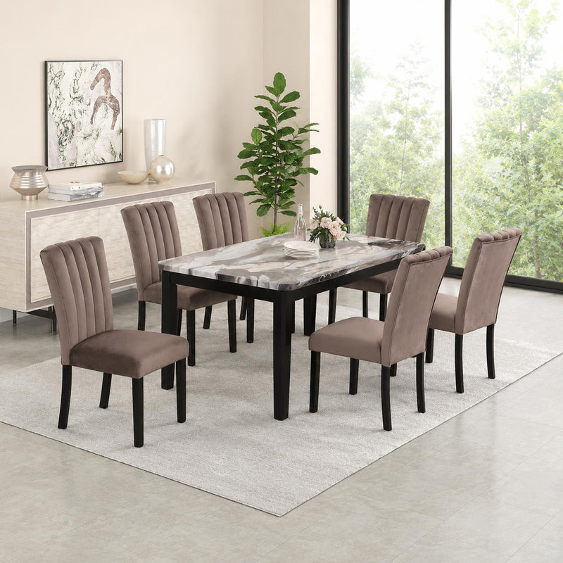 Eleanor -7 PC Brown Dining Set, Table and 6 Chairs - D327-7PC-Set
