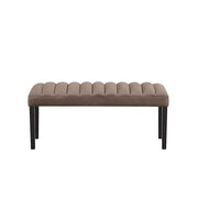 Eleanor - Brown Velvet Upholstered Bench with Wooden Legs - D327-BN