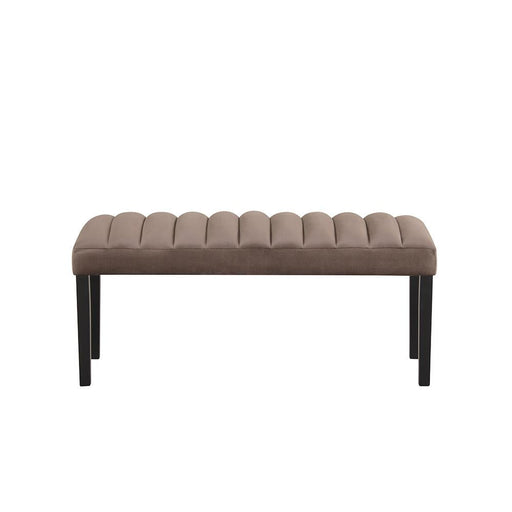 Eleanor - Brown Velvet Upholstered Bench with Wooden Legs - D327-BN