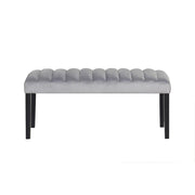 Eleanor - Gray Velvet Upholstered Bench with Wooden Legs - D326-BN